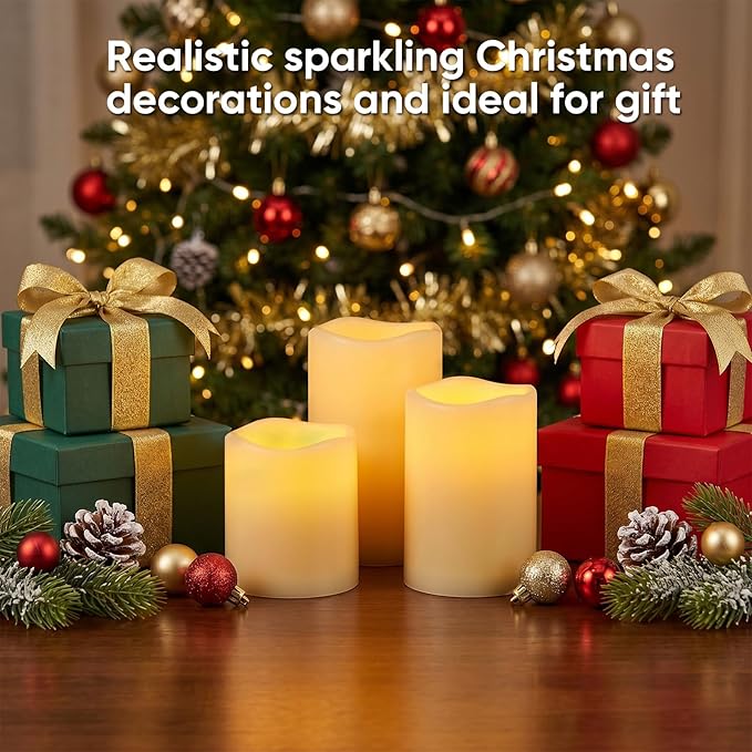 Amagic Waterproof Outdoor Flameless Candles with Timer, Battery Operated Candles with Remote Control, Electric LED Pillar Candle for Outside Patio, Garden, Wedding Decor, D3 x H4 5" 6", Set of 9