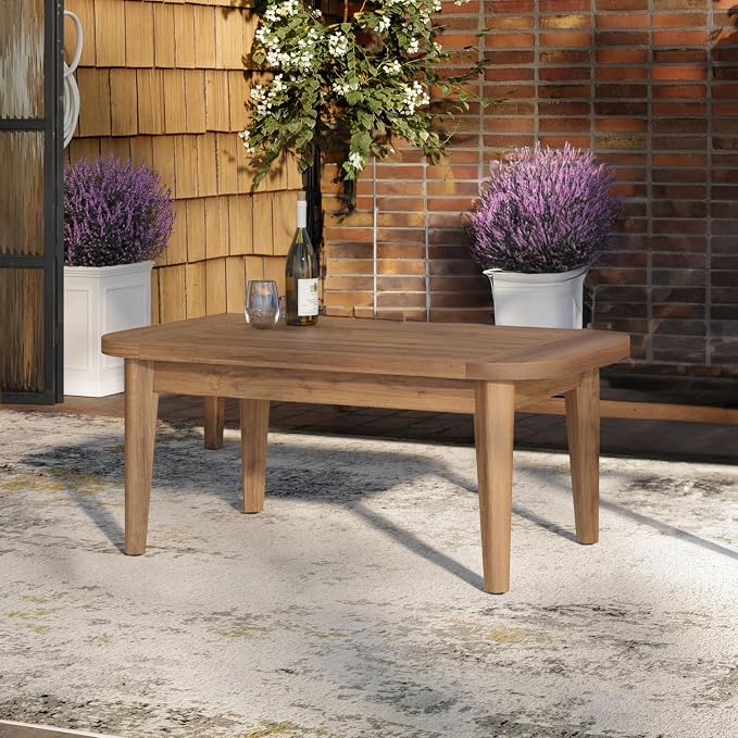 HomeStock Solid Wood Outdoor Coffee Table - Eucalyptus Patio Furniture 28 Long