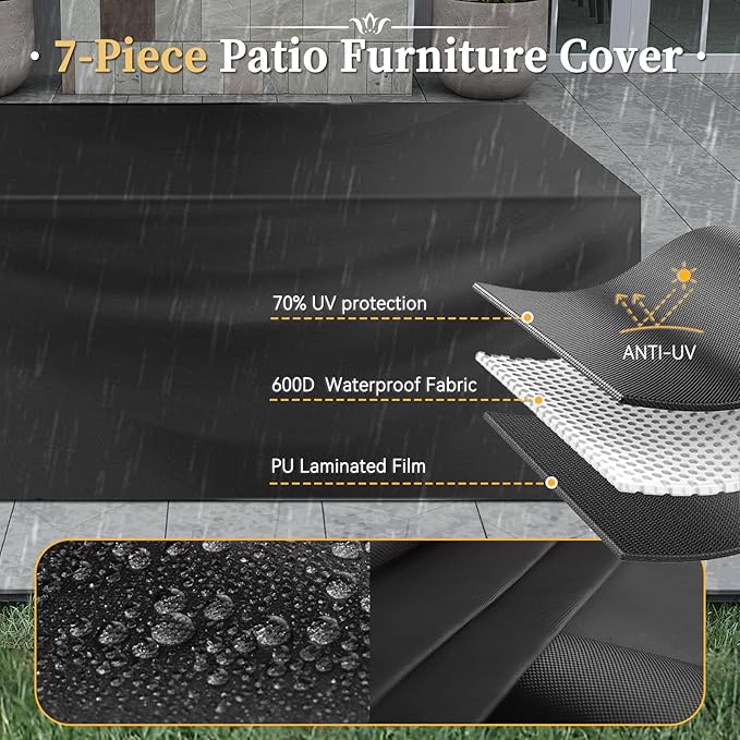 Aoxun 15 Piece Patio Furniture Set with 44” Fire Pit Table Wicker Rattan Outdoor Sectional Sofa Set with Coffee Table and Thickened Cushions, Beige (Waterproof Cover Included)