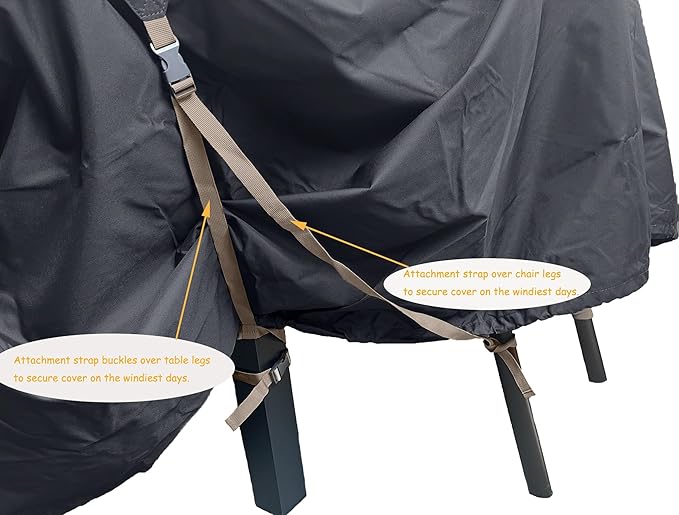 Heavy Duty Waterproof Patio Furniture Covers UV Resistant Rectangular Outdoor Table and Chair Covers 111"Wx 74"D x 28"H Dark Grey