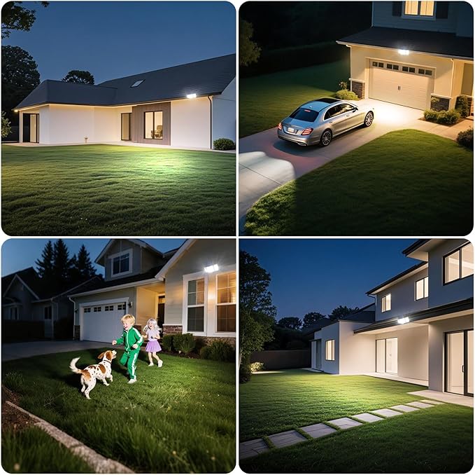 JJX Solar Outdoor Lights 3000LM 238 LED, 1 Pack 3-Head Motion Sensor Outdoor Lights, 6500K IP65 Waterproof 3 Lighting Modes Solar Security Light for Yard Garden Driveway with Remote Control
