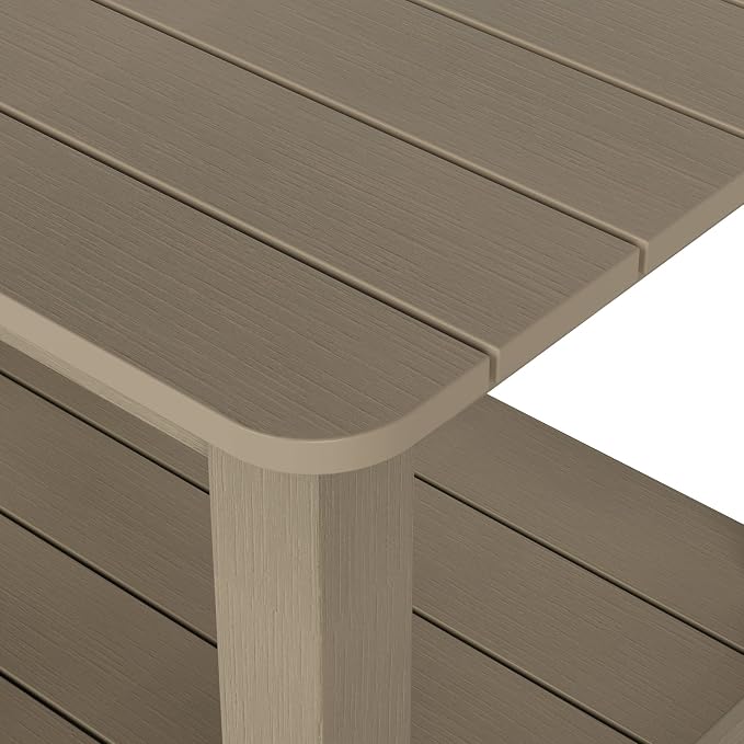 WestinTrends Tuscany Outdoor Side Table, All Weather HIPS 2 Tier Adirondack Small Patio Table with Storage, Taupe