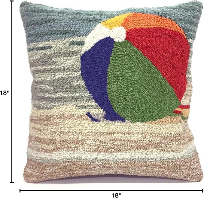 Liora Manne FRONTPORCH Indoor/Outdoor Handmade Pillow - Transitional Graphic Coastal Beach Colorful (Life's A Beach Sand) (18" x 18")