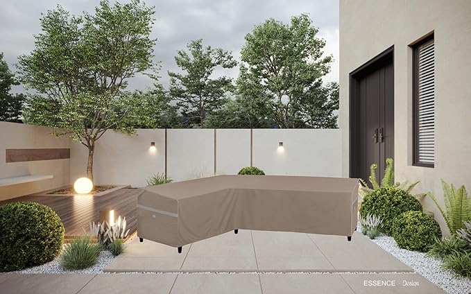 Heavy Duty Waterproof Outdoor L-Shaped Sectional Sofa Cover UV Resistant Patio Furniture Covers for Left Facing 4 Seater 58"L/85"R W X 33"D x 31" H Brown