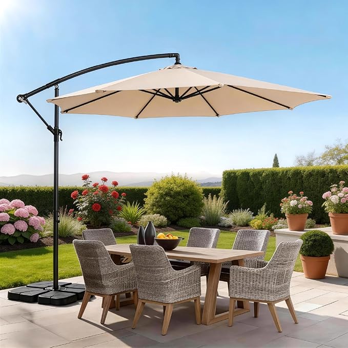 Bonnlo Patio Umbrella with Easy Push Button Tilt Outdoor Patio Umbrella Backyard Market Table Umbrella