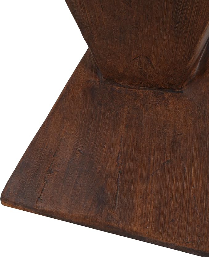 Christopher Knight Home Novi Outdoor Side Table, Geometric-Shaped Accent Side End Table, Garden Stool for Patio Balcony Beach Pool, Lightweight Concrete, Wood-Like Texture, Dark Brown