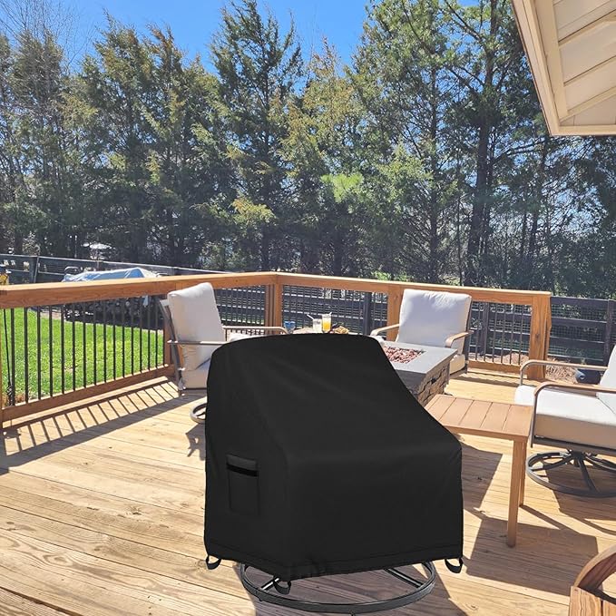 Outdoor Swivel Lounge Chair Cover 4 Pack,100% Waterproof Heavy Duty Outdoor Chair Covers, (33 W x 35 D x 38.5 H inches) Patio Furniture Cover for Swivel Patio Chair, Black