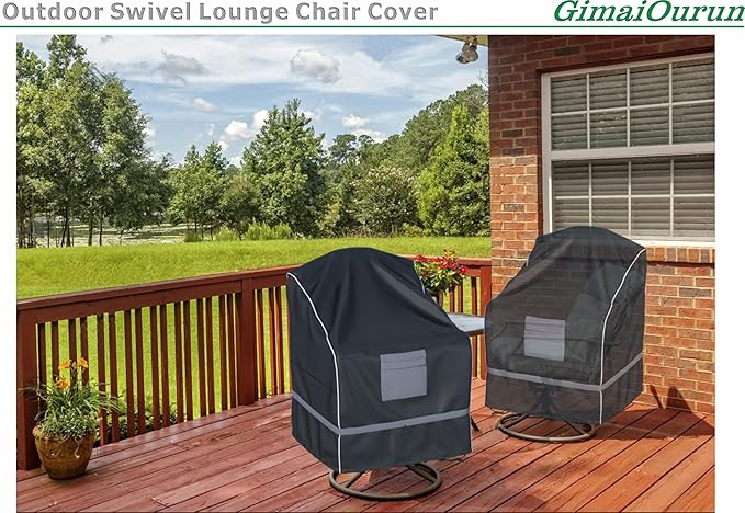 Outdoor Swivel Recliner Cover, Waterproof Heavy Duty Outdoor Lawn Patio Furniture Rocking Chair Covers, (29 W x 31 D x 38.5 H Inches) 4 Pack, Black