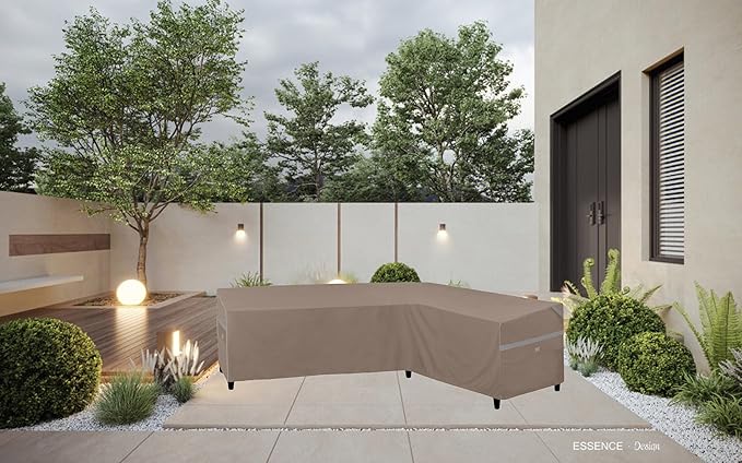 Heavy Duty Waterproof Outdoor L-Shaped Sectional Sofa Cover UV Resistant Patio Furniture Covers for Right Facing Sofa Cover 104"L/83"R W X 33"D x 31" H Brown