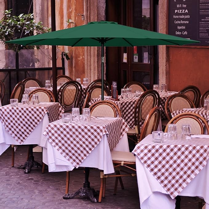 YSSOA 7.5' Patio Umbrella Outdoor Table Market Yard Umbrella with 6 Sturdy Ribs, Green