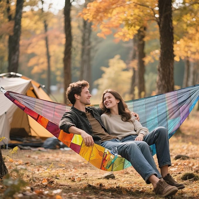 FRMG Cathedral Glass Camping Hammock 500 lbs Capacity Portable Hammocks with Tree Straps & Attached Carry Bag, Camping Essentials Gear A0900172a