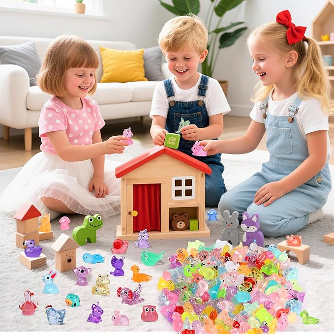265pcs Mini Resin Animals Tiny Plastic Animals Variety Pack Little Small Resin Animal for Miniature Fairy Garden Decoration Micro Landscape Aquarium Potted and Dollhouse Décor