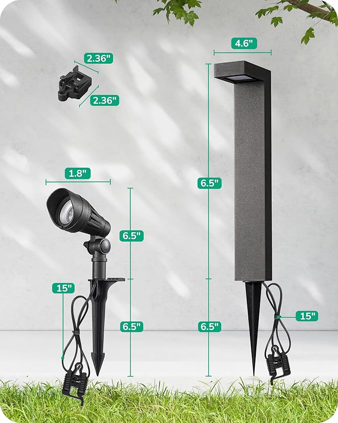 EDISHINE Low Voltage Landscape Lighting Kit, 3.2W LED Pathway Lights & 3.2W 240LM Spotlight, 12V Outdoor Path & Spot Lights with Connectors, Aluminum Waterproof for Walkway Yard Garden Path