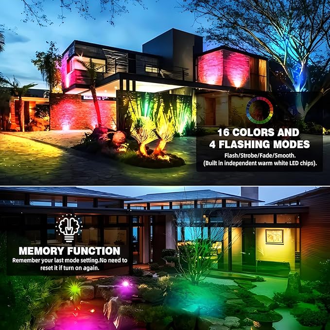 RGBW Warm White Low Voltage Landscape Lighting 10W Color Change LED Well Landscape Lights IP67 Waterproof Outdoor Landscape Lighting 12V-24V Pathway Garden Deck In-Ground Lights (6)