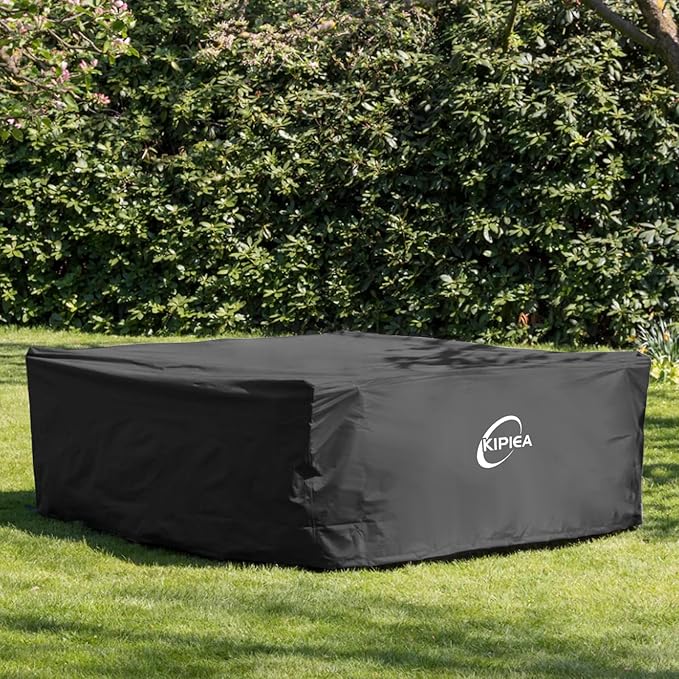 Kipiea Patio Furniture Covers Waterproof Winter, Heavy-Duty Outdoor Furniture Set Covers for Table Chairs, Anti-UV, No Tears or Fading (126" L x 64" W x 29" H)
