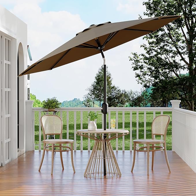 10Ft Patio Umbrella - 8 Sturdy Ribs Outdoor Table Umbrella with Crank Lift & Push Button Tilt - Market Umbrella for Pool, Deck, Yard, Garden - Turquoise