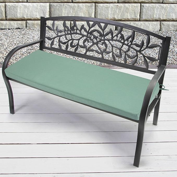 FUNHOME Outdoor Cushion Covers,42" x 18" x 3", No Insert! Patio Pads Covers Replacement for Outdoor Furniture,Water Resistant Patio Bench Loveseat Cushion Covers 1 Pack, Aqua Leala (Covers ONLY)
