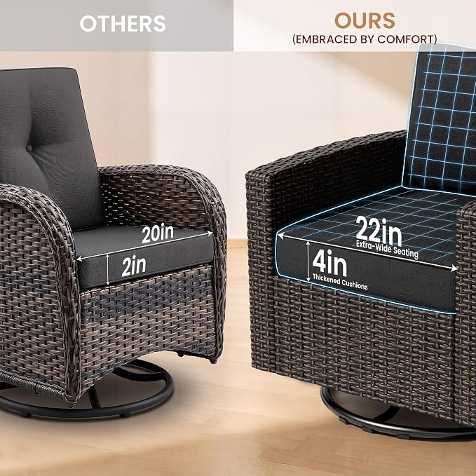 Patio Furniture Set - All-Weather - 5 Piece Wicker Outdoor Patio Conversation Set, Modular Rattan Sectional Sofa for Backyard, Garden, Patio, Poolside