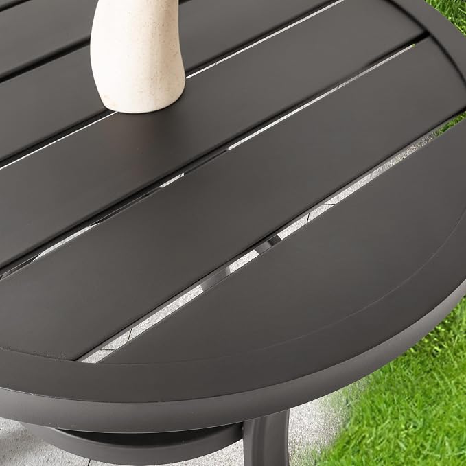NUU GARDEN 20-Inch Outdoor Metal Side Table, Weather-Resistant Patio End Table, Small Patio Bistro Table for Balcony, Porch, Deck, Poolside, Black
