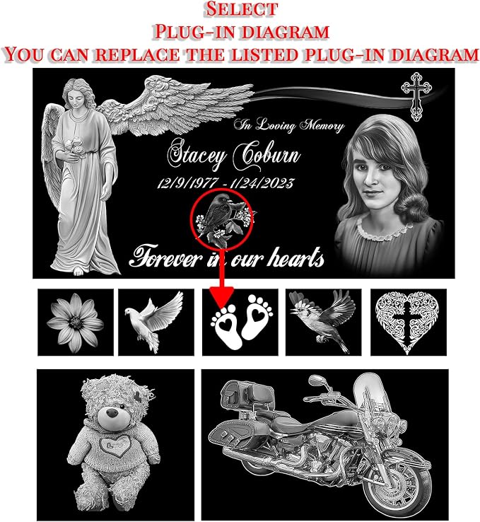 16x8 Granite Gravestone Memorial plaques for Outdoors,Cemetery headstones for Graves,Grave Markers for Cemetery for Humans,Cemetery Tombstone Marker,Grave Stones for Humans