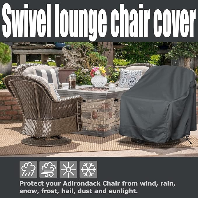 Outdoor Swivel Lounge Chair Cover ,Waterproof Heavy Duty Outdoor Chair Covers, (33" W X 35" D X 38.5" H) Patio Furniture Cover for Swivel Patio Lounge Chair