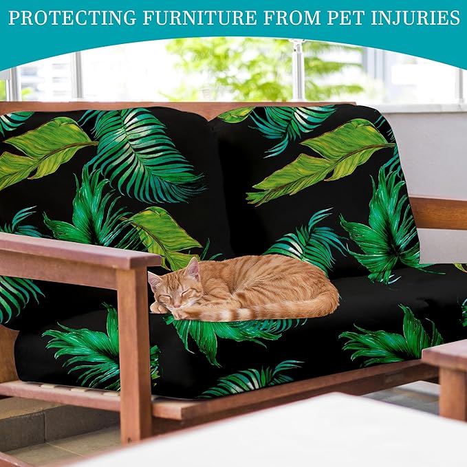BIETYONE 12Pcs Stretch Patio Cushion Covers,Outdoor Couch Covers Replacement,Outdoor Couch & Sofa Slipcovers,for Patio Furniture Cushion Covers,Washable Reusable urniture Protector (Summer,Cover Only)