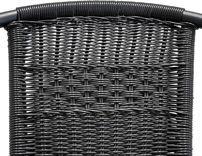 5 Piece Patio Dining Set, Stackable Black Outdoor Rattan Chairs with Metal Table, All-Weather Black & Brown Wicker Patio Furniture Set for Backyard, Poolside, Garden, Bistro