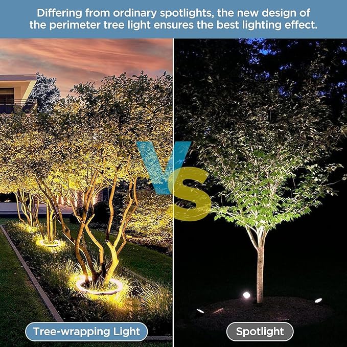 Gardencoin Outdoor Ring Tree Lights, 72W LED Landscape Uplighting for Trees, 3000K Warm White, Low Voltage IP65 Waterproof, 15.35" Inner Diameter, DC24V Driver Included, 10080 Lumens, Set of 6