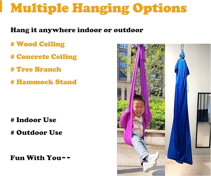 Adjustable Sensory Swing and Cuddle Swing for Indoor&Outdoor Kids Use Therapy Swing Hammock for Child with Hardware (Grey)…