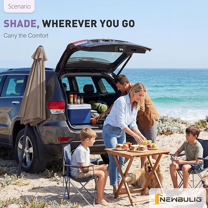 NEWBULIG Patio Umbrella, Outdoor Table Umbrellas with Push Button Tilt and Crank, Sturdy Ribs, Waterproof, UV Protection and Fade Resistant, for Pool, Garden, Market, Backyard