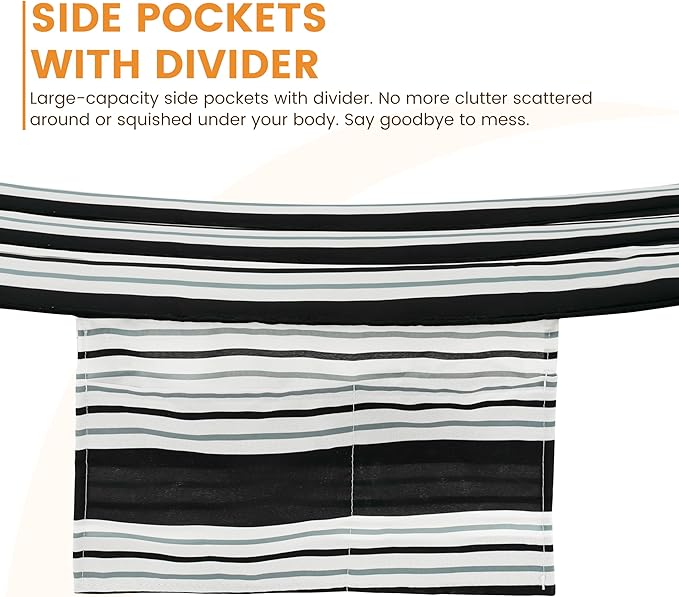 Lazy Daze Hammocks 2 Person Portable Hammock with 12FT Stand, Double Hand Woven Cotton Rope Hammock with Detachable Quilted Pad & Pillow for Outside, 450lb Capacity, Black White Stripes