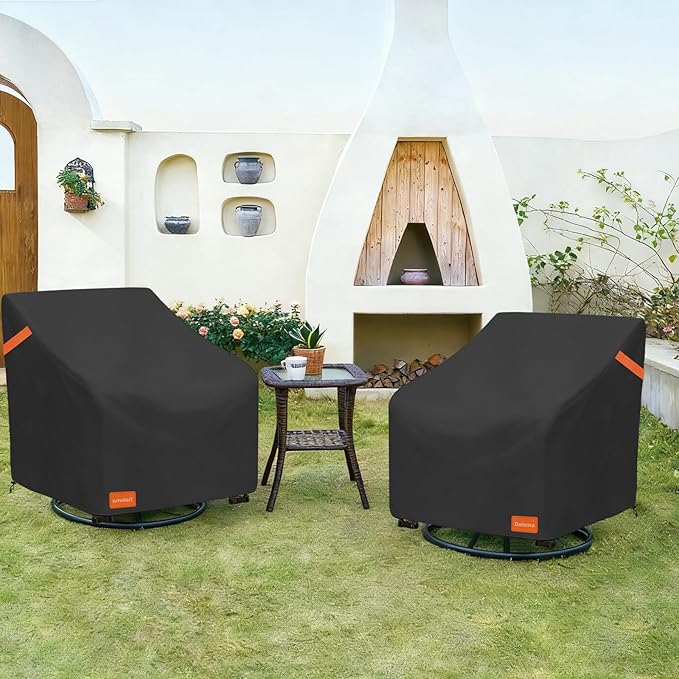 Outdoor Swivel Chair Cover 4 Pack,600D Heavy Duty 100% Waterproof Outdoor Chair Covers,Patio Furniture Covers for Swivel Patio Chairs,37.5" W x 39.25" D x 36" H,Black