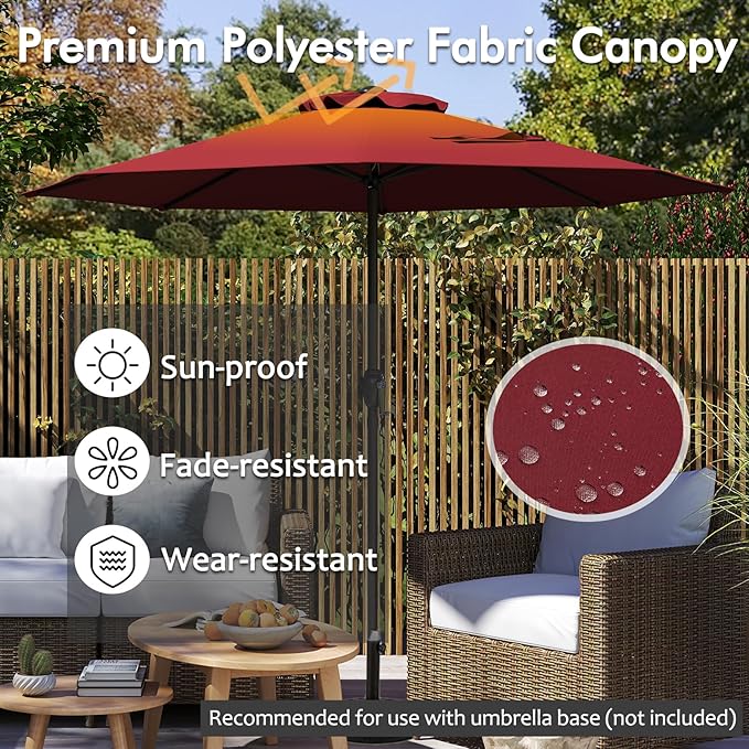 Tangkula 8.5 FT Patio Umbrella, Double-Tier Outdoor Umbrella with Crank Handle, 8 Sturdy Ribs, Sun-Protective Canopy for Market Table Pool Deck Garden Backyard (Wine)