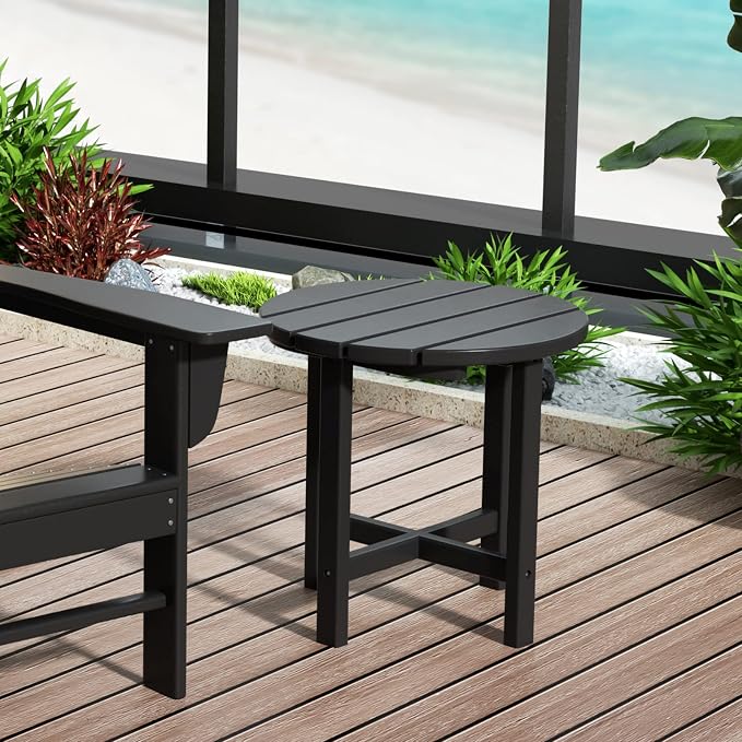 HDPE Altura Round 18" Side Table, Black