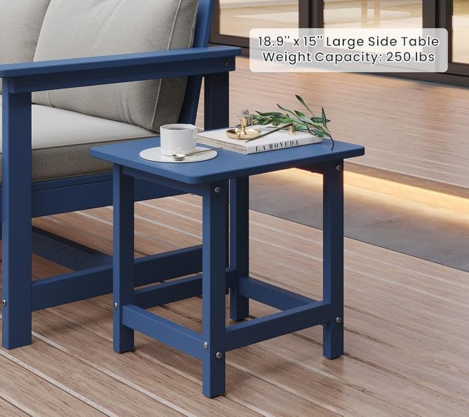 5-Piece Patio Conversation Sets, Weatherproof HDPE Sectional Furniture Set with Cushions, Outdoor Sofa Set for for Porch, Balcony, Deck, Lawn (Navy Blue)