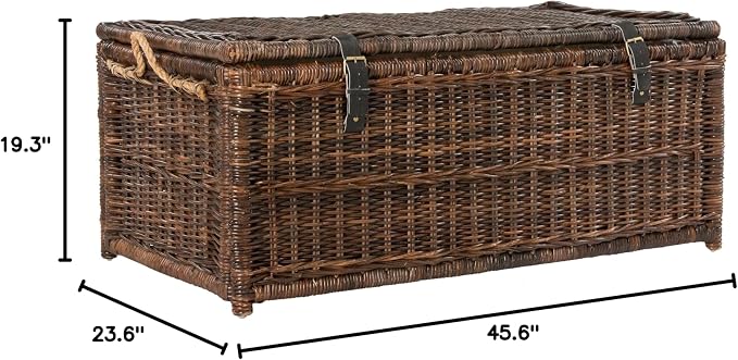 46" Wicker Storage Trunk Brown Rattan