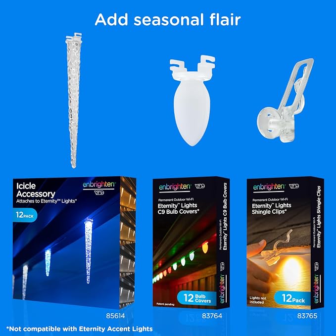 Enbrighten Eternity Permanent Outdoor Lights, 50ft, 32 Lights, Smart | Black Cord, RGBWIC LEDs, Weatherproof, Cuttable, Link to 200ft, Christmas, App Control, Works with Alexa & Google Home