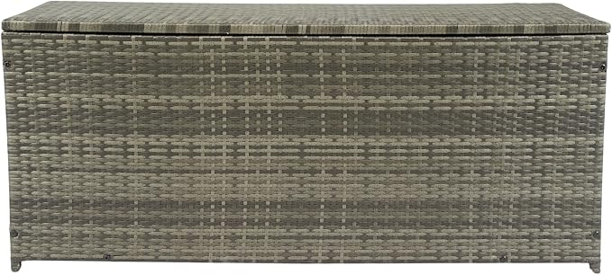 Outdoor Storage Box, 113 Gallon Wicker Patio Deck Boxes with Lid, Outdoor Cushion Storage forToys, Pillows, Towel Grey Wicker