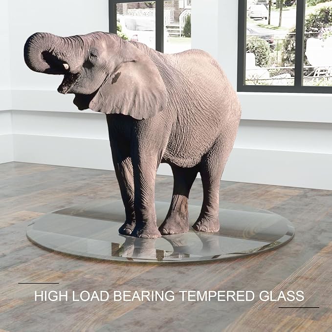Meihua Glass Table Top, 36 Inch Round 1/4" Thick Round Polished Edge, Clear Tempered Glass Surface Protector, Multipurpose for Dining Table, Patio, Coffee and End Table