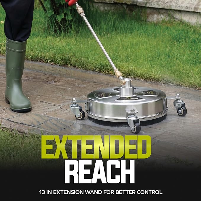 Sun Joe Surface Cleaner Accessory for Electric Power Washer, Heavy Duty Attachment with 4000 PSI Max, 4.0 GPM Flow Rate, & 14-Inch Extension Wand for Concrete & Patio Cleaning, SPX-SC14