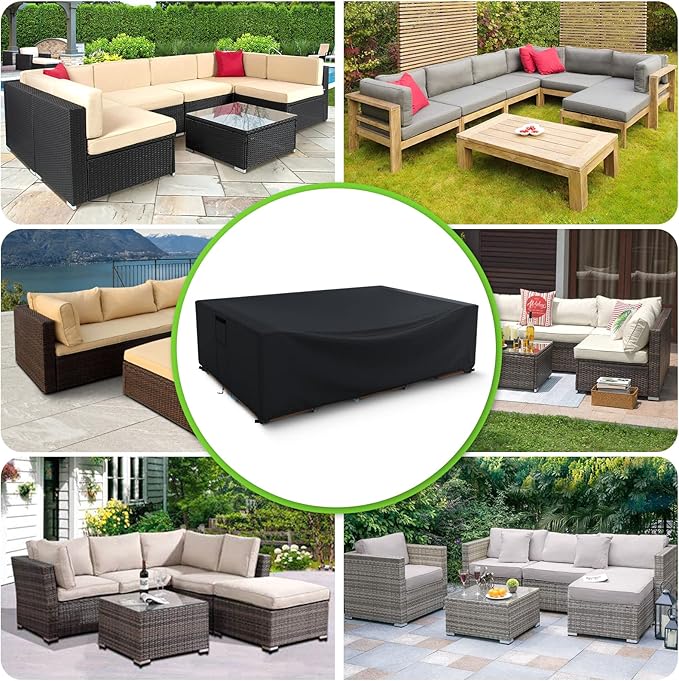 Patio Furniture Covers Waterproof, Heavy Duty 600D Outdoor Furniture Covers for Outside Sectional Sofa Set,Tear Resistance and Anti-UV, Black, 98"L x 78"W x 32"H