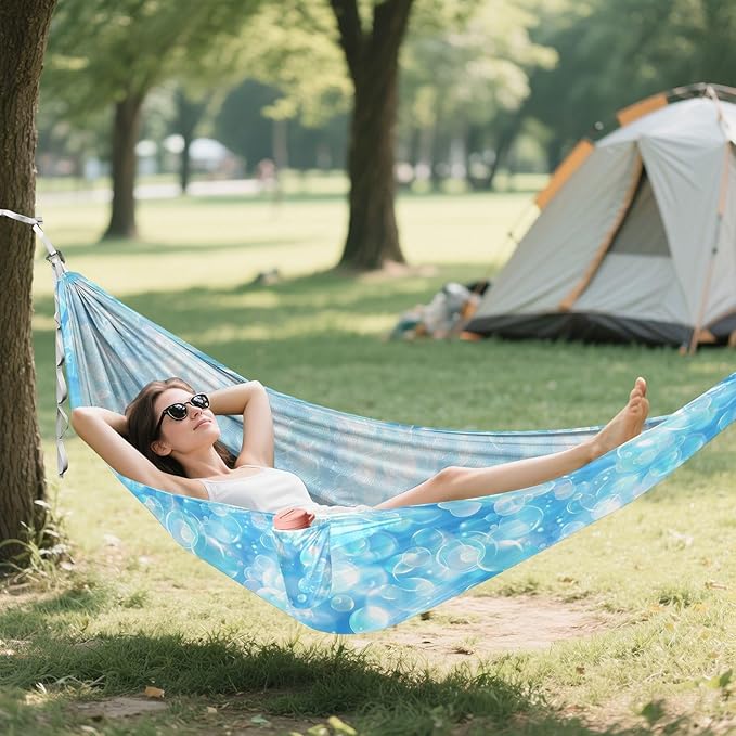 Camping Hammock Outdoor Hammocks for Outside Blue Bubble Beach Trees Portable Lightweight with Pockets Tree Straps Indoor