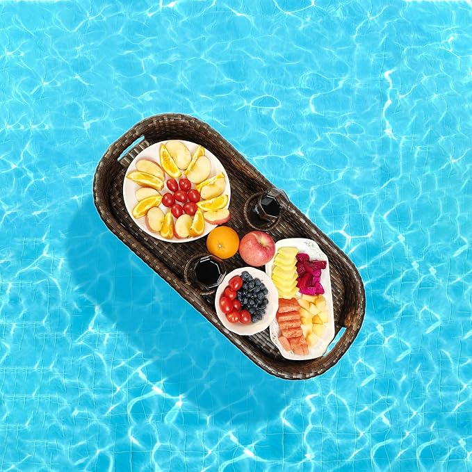 Floating Tray for Pool,Floating Pool Tray, Floating Tray - Floating Pool Table, Ideal for Food & Drinks - Floating Table for Pool - Essential Floating Food Tray for Pool Activities(Rectangle)