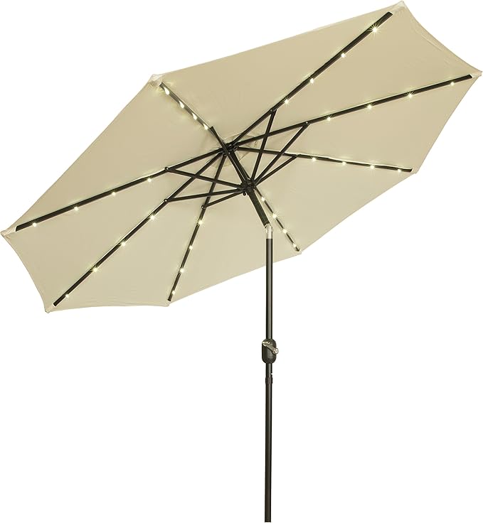 Trademark Innovations Deluxe Solar Powered LED Lighted Patio Umbrella - 9'
