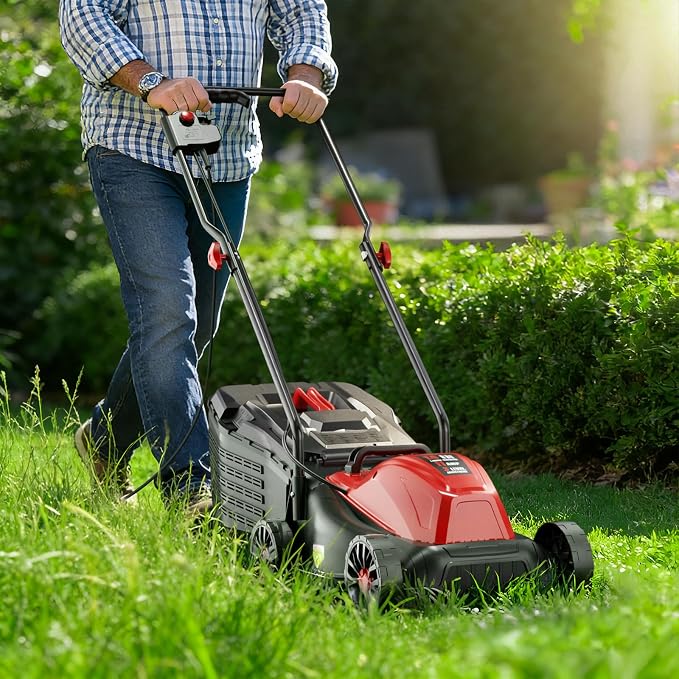 MECHOS 120V Electric Lawn Mower,1050W Corded Yard Power Rake Tool Machine for Grass Thatch Removal (Electric Corded Lawn Mower)