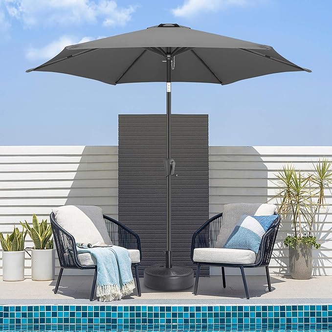 Jarka&Co 7.5ft Patio Umbrella Outdoor - Table Outdoor Umbrella with Push Button Tilt Waterprool UV Protection, Sun Umbrella for Pool, Porch, Garden, Deck, Backyard (Anthracite)