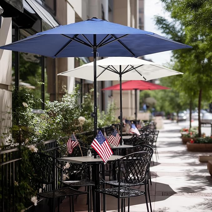 Yescom 7.5ft Outdoor Bistro Market Table Umbrella for Restaurant Cafe Rental Patio 250th Celebration Lawn Party Event Shade Yard Deck Railing Parasol