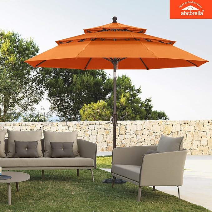 ABCCANOPY 5-Year 10-Year No Fading 9FT 3 Tiers Patio Umbrella, Outdoor Table Umbrella with 8 Sturdy Ribs for Deck, Backyard, Garden, Yard