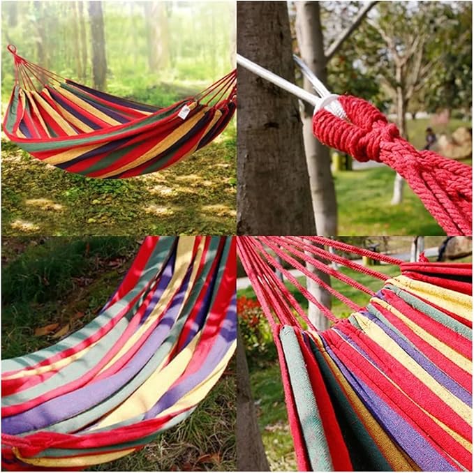 Hammock Leisure Durable Single Travel Swing Chair Hanging Bed Casual Hammocks for Patio Garden Backyard Outdoor Indoor with Bag(Blue)