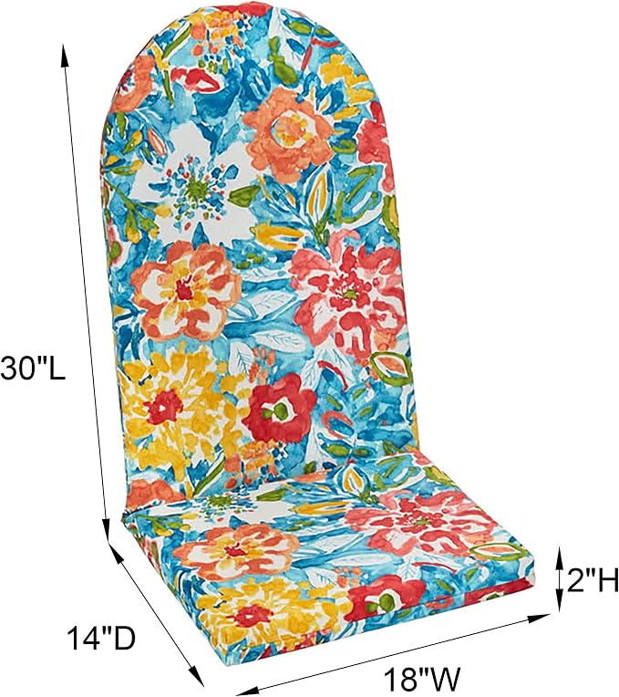 BrylaneHome Bh Outdoor Performance Adirondack Chair Cushion - Black Ikat